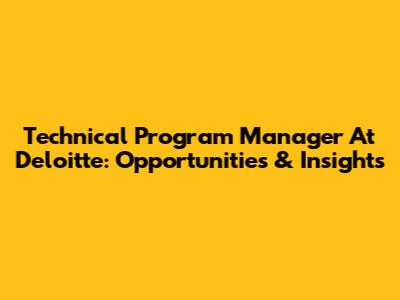 Technical Program Manager At Deloitte: Opportunities & Insights